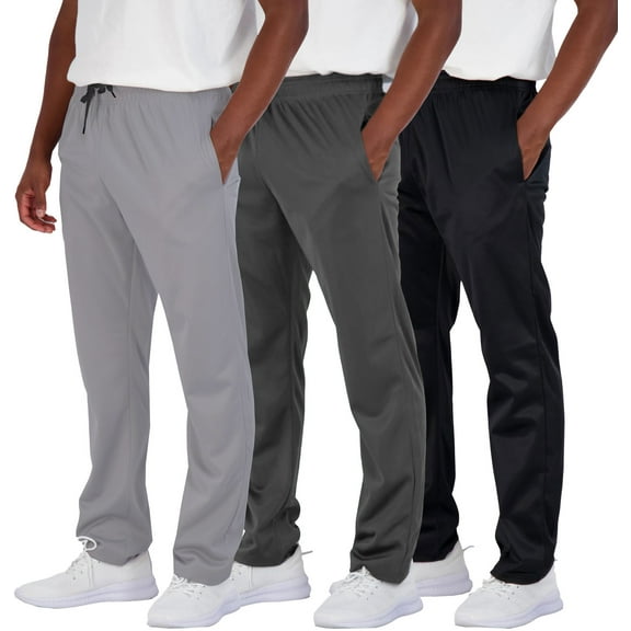 ASUDESIRE 3 Pack Men's Sweatpants Open Bottom Active Athletic Casual Pants Jogger Running Workout Gym Pants with Pockets