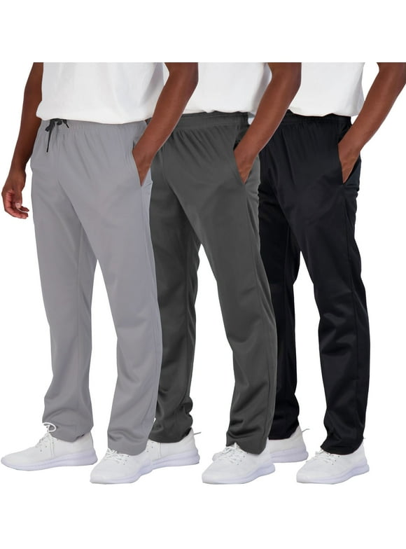 3 Pack Men's Sweatpants Open Bottom Active Athletic Casual Pants Jogger Running Workout Gym Pants with Pockets