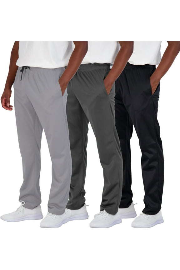 3 Pack Men's Sweatpants Open Bottom Active Athletic Casual Pants Jogger Running Workout Gym Pants with Pockets