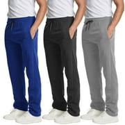 ASUDESIRE 3 Pack Men's Sweatpants Open Bottom Active Athletic Casual Pants Jogger Running Workout Gym Pants with Pockets