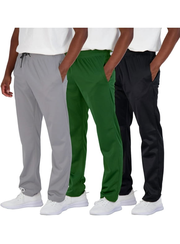 3 Pack Men's Sweatpants Open Bottom Active Athletic Casual Pants Jogger Running Workout Gym Pants with Pockets