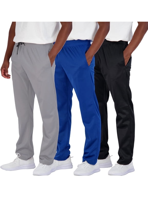 3 Pack Men's Sweatpants Open Bottom Active Athletic Casual Pants Jogger Running Workout Gym Pants with Pockets
