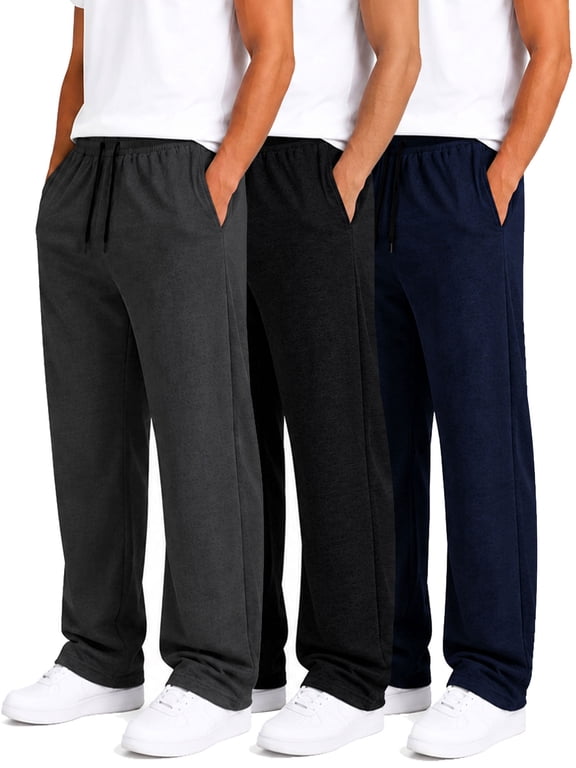 3 Pack Men's Sweatpants Straight Active Athletic Pants Running Workout Gym Pants with Pockets