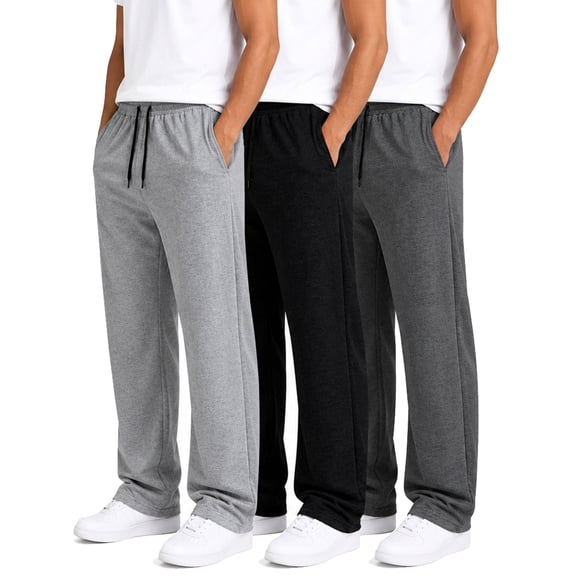 ASUDESIRE 3 Pack Men's Sweatpants Straight Active Athletic Pants Running Workout Gym Pants with Pockets