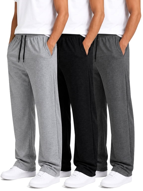3 Pack Men's Sweatpants Straight Active Athletic Pants Running Workout Gym Pants with Pockets