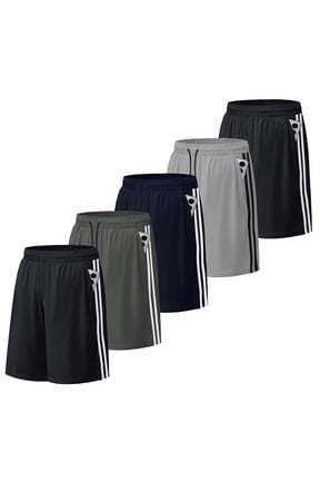 5 Pack Athletic Shorts for Men with Pockets and Elastic Waistband Quick Dry Activewear Workout Gym Basketball Shorts 8" Inseam