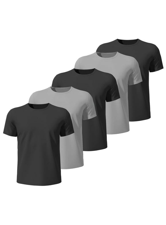 5 Pack Men's Activewear T-Shirts Quick Dry Mesh Workout Shirts Gym Athletic Short Sleeve Crew Neck T-Shirts Moisture Wicking