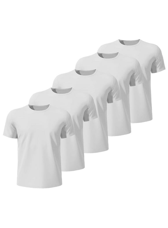 5 Pack Men's Activewear T-Shirts Quick Dry Mesh Workout Shirts Gym Athletic Short Sleeve Crew Neck T-Shirts Moisture Wicking