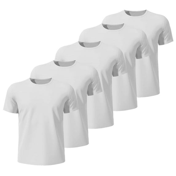 ASUDESIRE 5 Pack Men's Activewear T-Shirts Quick Dry Mesh Workout Shirts Gym Athletic Short Sleeve Crew Neck T-Shirts Moisture Wicking