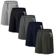 ASUDESIRE 5 Pack Mens Athletic Shorts Mesh Workout Gym Activewear Basketball Shorts 8 Inseam With Pockets