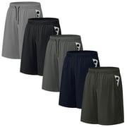 ASUDESIRE 5 Pack Men's Athletic Shorts Mesh Workout Gym Activewear Basketball Shorts 8" Inseam With Pockets