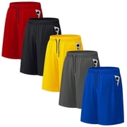 ASUDESIRE 5 Pack Mens Athletic Shorts Mesh Workout Gym Activewear Basketball Shorts 8" Inseam With Pockets