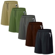 ASUDESIRE 5 Pack Mens Athletic Shorts Mesh Workout Gym Activewear Basketball Shorts 8" Inseam With Pockets