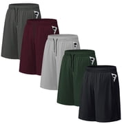 5 Pack Men's Athletic Shorts Mesh Workout Gym Activewear Basketball Shorts 8" Inseam With Pockets