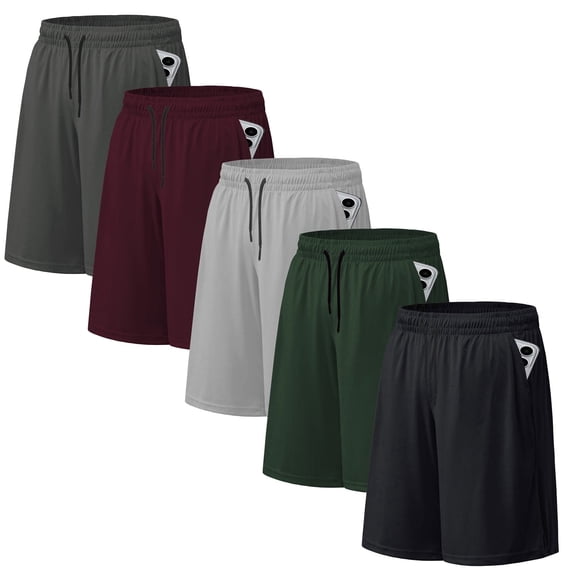 ASUDESIRE 5 Pack Men's Athletic Shorts Mesh Workout Gym Activewear Basketball Shorts 8" Inseam With Pockets