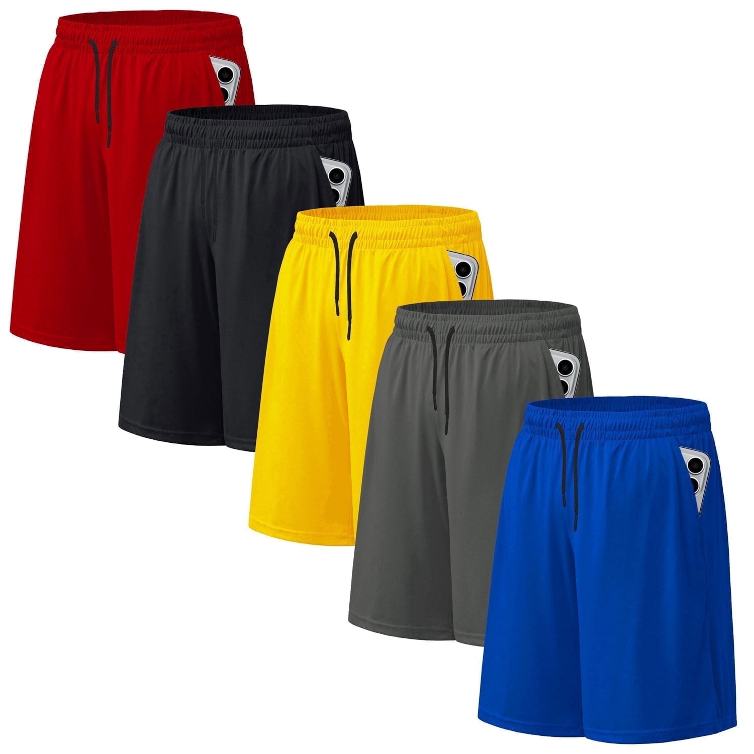 5 Pack Men's Athletic Shorts Mesh Workout Gym Activewear Basketball Shorts 8" Inseam With Pockets