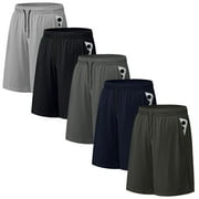 ASUDESIRE 5 Pack Men's Athletic Shorts Mesh Workout Gym Activewear Basketball Shorts 8" Inseam With Pockets