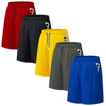 ASUDESIRE 5 Pack Men's Athletic Shorts Mesh Workout Gym Activewear Basketball Shorts 8" Inseam With Pockets