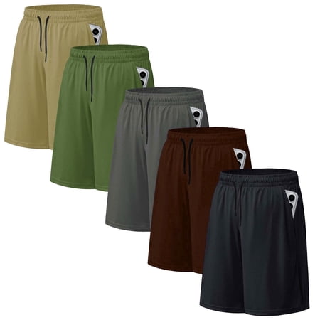 asudesire 5 pack men's athletic shorts mesh workout gym activewear basketball shorts 8" inseam with pockets