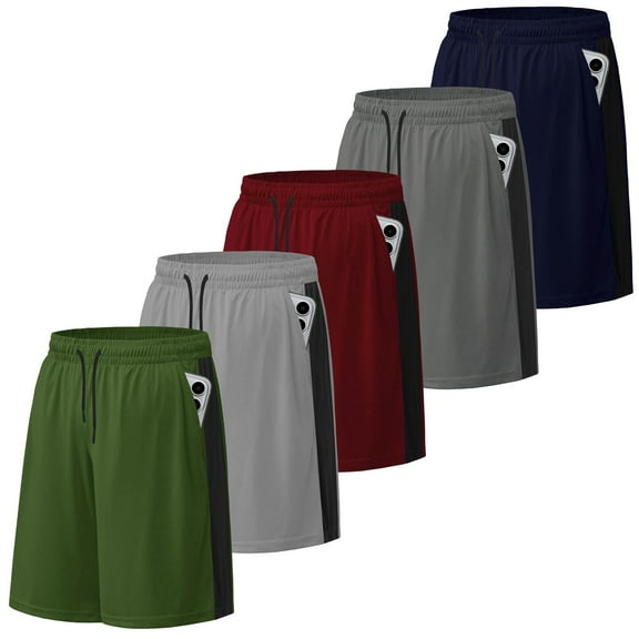 ASUDESIRE 5 Pack Men's Athletic Shorts Mesh Workout Gym Activewear Basketball Shorts 8" Inseam With Pockets