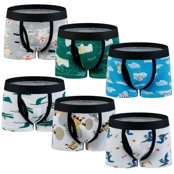 ASUDESIRE Boys' Toddler Underwear Cotton Boxers Boyshorts 6 Pack-Wal-boy01-10