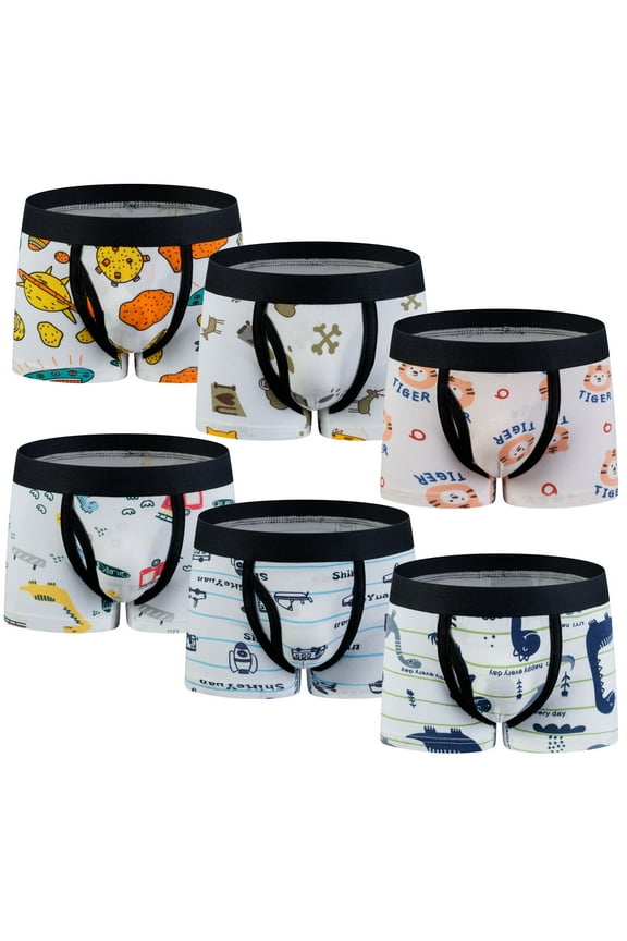 Boys' Toddler Underwear Cotton Boxers Boyshorts 6 Pack-Wal-boy02-10