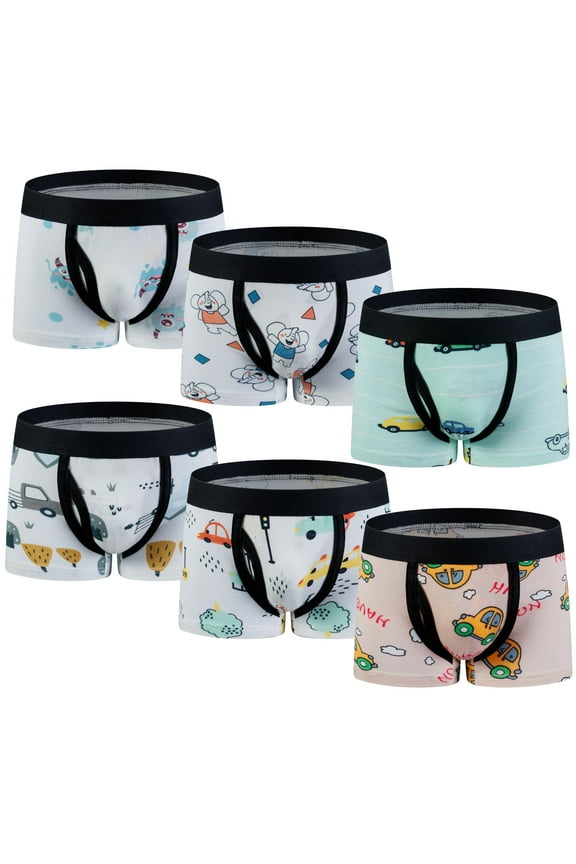 Boys' Toddler Underwear Cotton Boxers Boyshorts 6 Pack-Wal-boy03-10