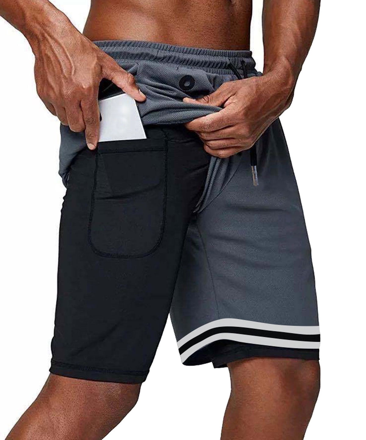ASUDESIRE Men's Athletic Shorts 2 in 1 Workout Running Shorts with