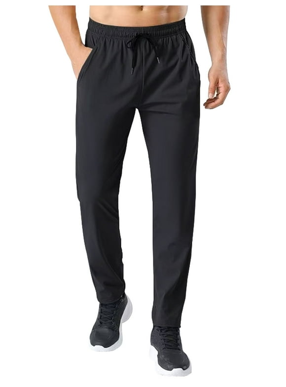 Men's Sweatpants Quick Drying Open Bottom Active Athletic Casual Pants Jogger Running Workout Gym Pants with Pockets
