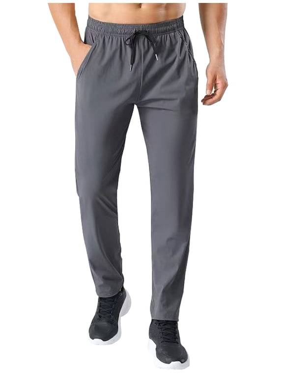 Men's Sweatpants Quick Drying Open Bottom Active Athletic Casual Pants Jogger Running Workout Gym Pants with Pockets