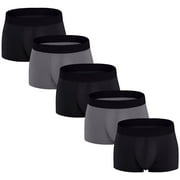 ASUDESIRE Men's Underwear Boxer Briefs Cotton Huge Pouch Trunks Short Leg Underwear 5 Pack Black-S