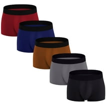ASUDESIRE Men's Underwear Boxer Briefs Cotton Huge Pouch Trunks Short Leg Underwear 5 Pack Multicolor-M