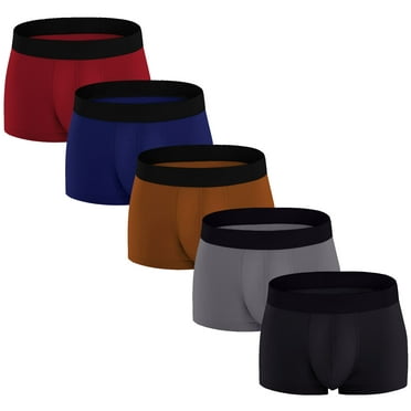 ASUDESIRE Men's Underwear Boxer Briefs Cotton Huge Pouch Trunks Short Leg Underwear 5 Pack Multicolor-XXL