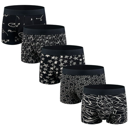 ASUDESIRE Men's Underwear Boxer Briefs Cotton Huge Pouch Trunks Short Leg Underwear 5 Pack-S