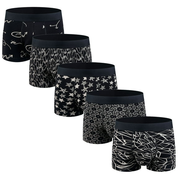 ASUDESIRE Men's Underwear Boxer Briefs Cotton Huge Pouch Trunks Short Leg Underwear 5 Pack-S