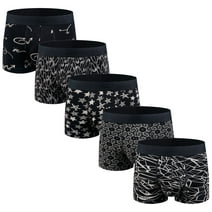 ASUDESIRE Men's Underwear Boxer Briefs Cotton Huge Pouch Trunks Short Leg Underwear 5 Pack-S