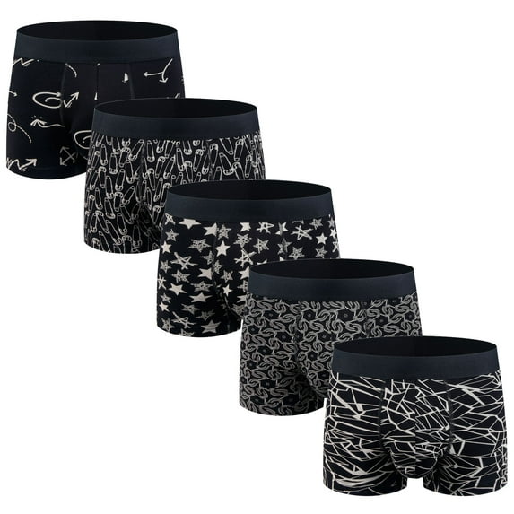 ASUDESIRE Men's Underwear Boxer Briefs Cotton Huge Pouch Trunks Short Leg Underwear 5 Pack-XXL