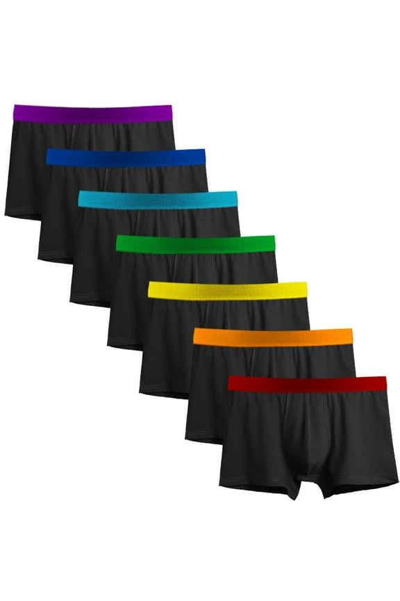 Men's Underwear Boxer Briefs Modal Cotton Trunks Super Soft Underwear 7 Pack for a Week Black-S