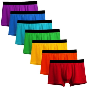 ASUDESIRE Men's Underwear Boxer Briefs Modal Cotton Trunks Super Soft Underwear 7 Pack for a Week Rainbow-L