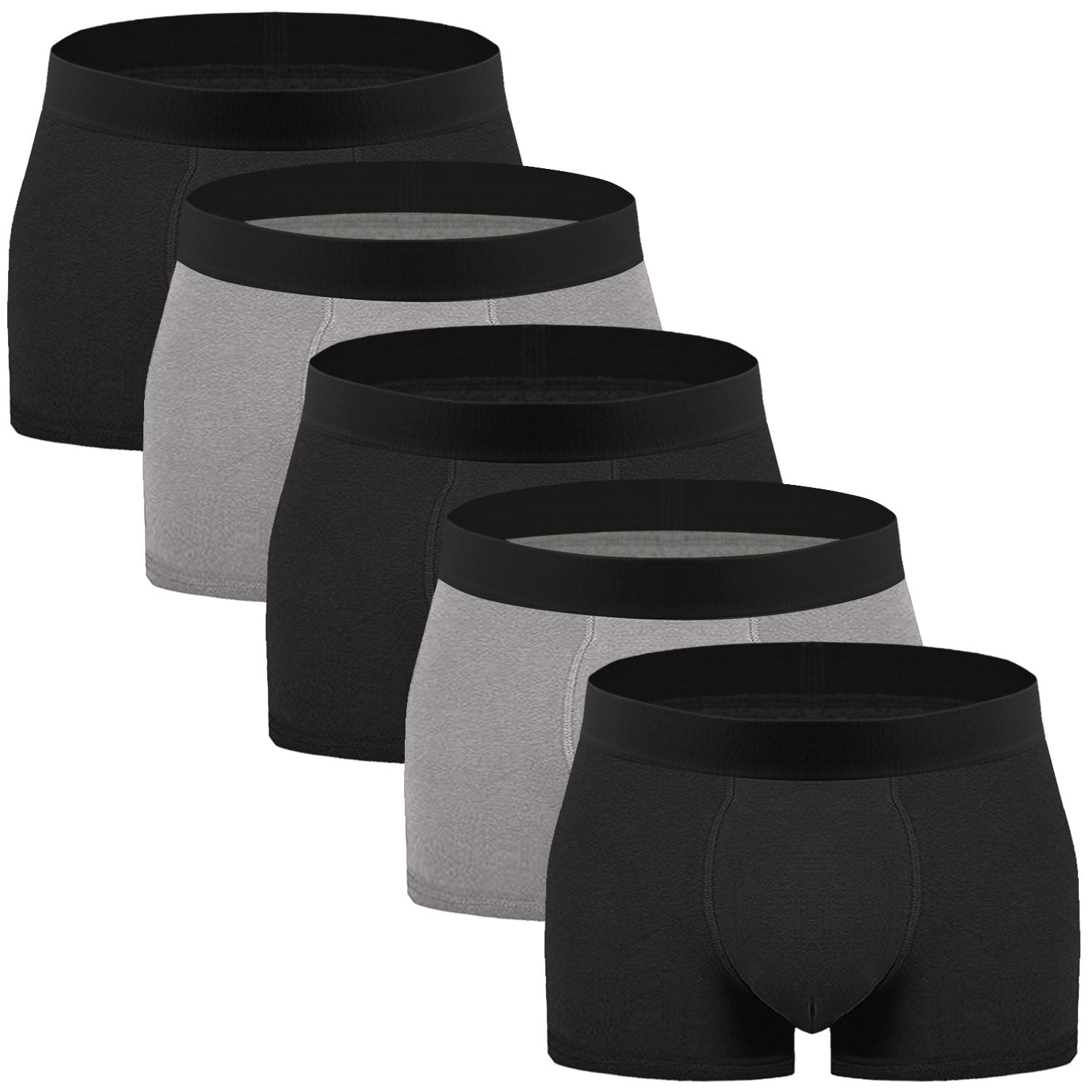 Men's Underwear Boxer Briefs Trunks 5 Pack Soft Cotton Low-rise Underpant-Wal-3B2G-XL