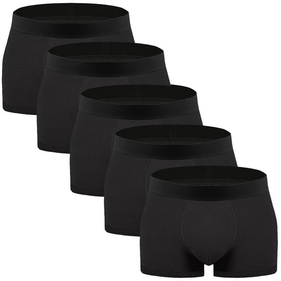 ASUDESIRE Men's Underwear Boxer Briefs Trunks 5 Pack Soft Cotton Low-rise Underpant-Wal-5B-M