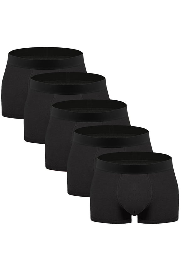 Men's Underwear Boxer Briefs Trunks 5 Pack Soft Cotton Low-rise Underpant-Wal-5B-XL