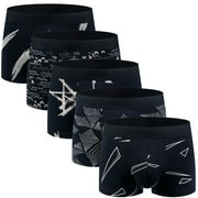ASUDESIRE Men's Underwear Boxer Briefs Trunks 5 Pack Soft Cotton Low-rise Underpant-Wal-5BYH-M