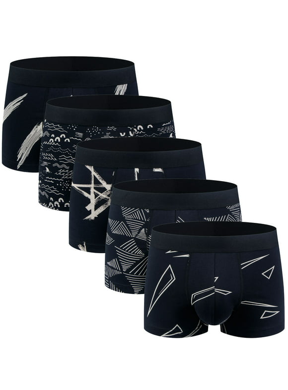 ASUDESIRE Men's Underwear Boxer Briefs Trunks 5 Pack Soft Cotton Low-rise Underpant-Wal-5BYH-M