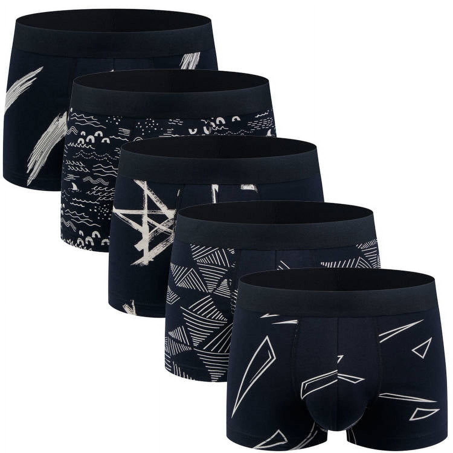 ASUDESIRE Men's Underwear Boxer Briefs Trunks 5 Pack Soft Cotton Low-rise  Underpant-Wal-5BYH-XXL