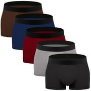 ASUDESIRE Men's Underwear Boxer Briefs Trunks 5 Pack Soft Cotton Low-rise Underpant-Wal-5Colors-M