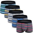 thumbnail image 1 of ASUDESIRE Men's Underwear Boxer Briefs Trunks 5 Pack Soft Cotton Low-rise Underpant-Wal-New-Stripes-L, 1 of 6