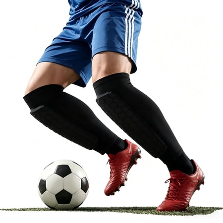 Asunby Soccer Shin Guards - Lightweight Honeycomb Protection with Shin Splint Support | For All Ages, Fits Baseball/Boxing/Kickboxing/MTB (1 Pair)