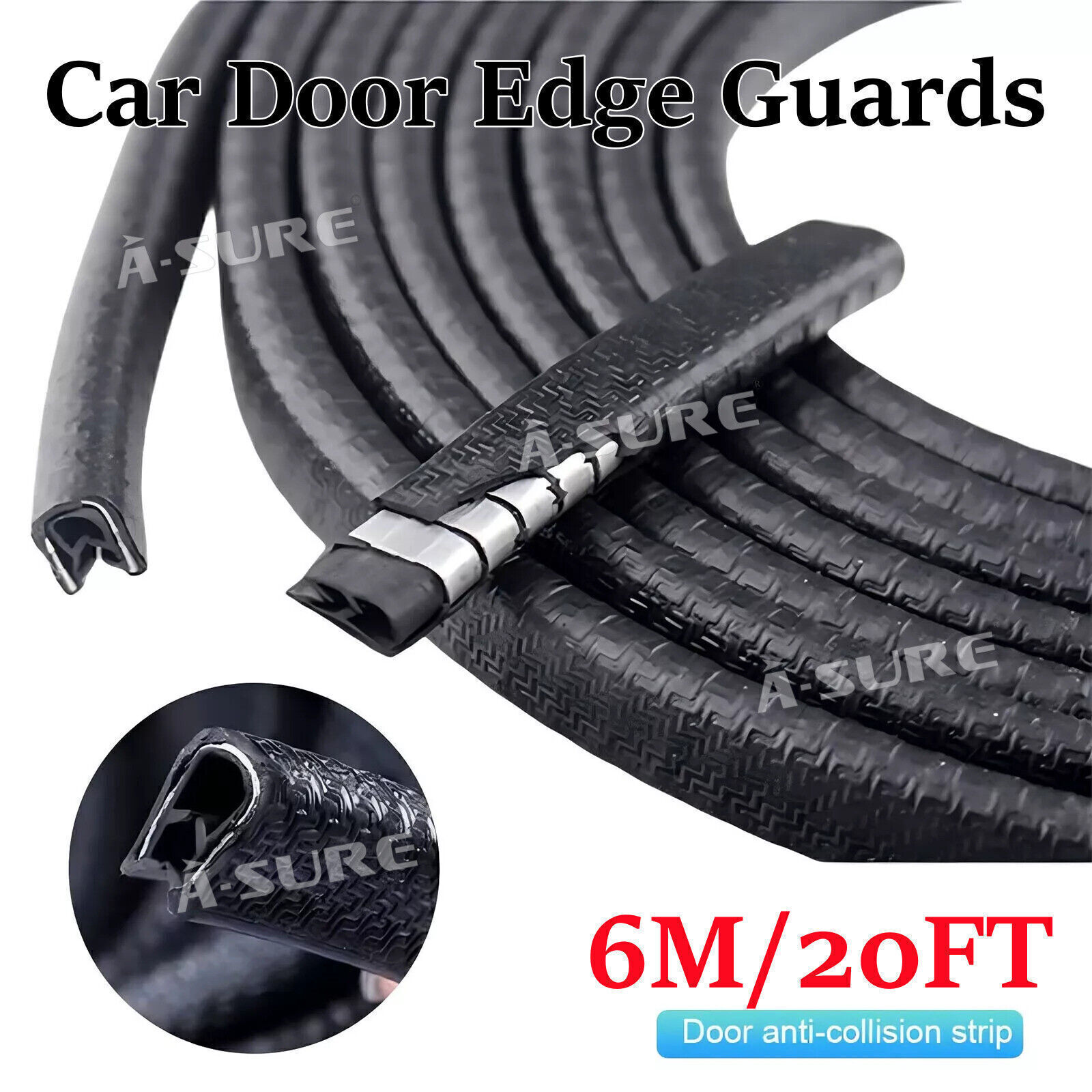Asure 20FT Car Door Rubber Edge Guard Molding Trim Seal Protector for ...