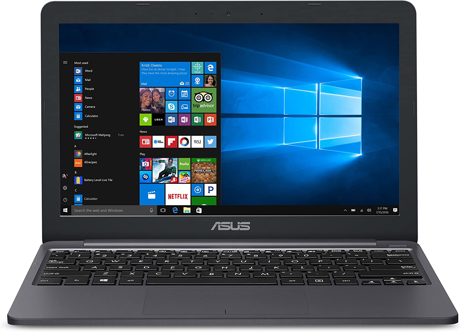 ASUS 11.6" PC Laptop, Intel Celeron N4000, 4GB RAM, 64GB SSD, Windows 10 in S Mode, Star Grey, L203MA-DS04 - image 1 of 5
